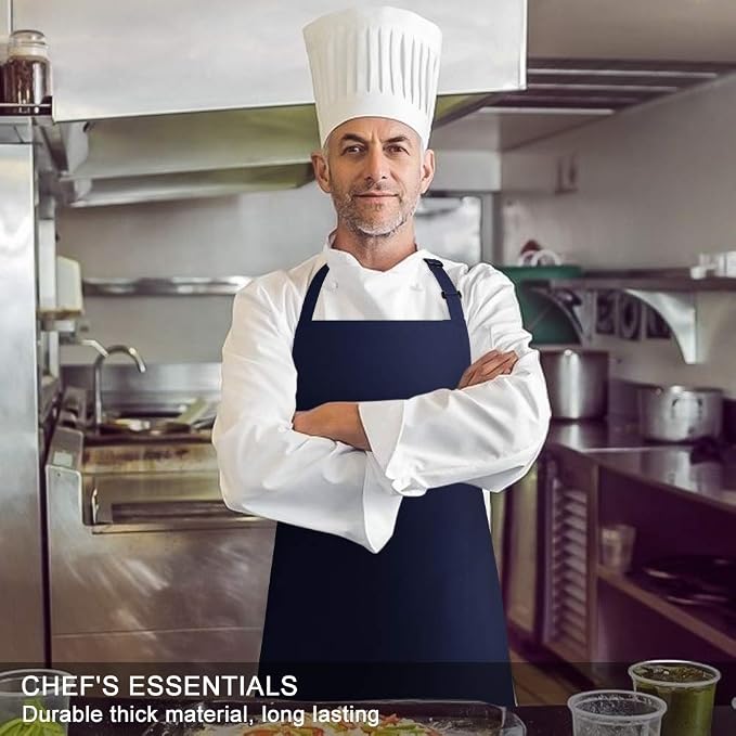 Jubatus 4 Pack Bib Aprons with 2 Pockets Cooking Chef Kitchen Apron - Image 4