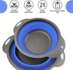 Blue Round Silicone Collapsible Colander – Silicone Round Kitchen Strainers - Image 4