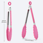7-Inch Silicone Tongs Pack of 6, Small Stainless Steel Tongs - Image 3