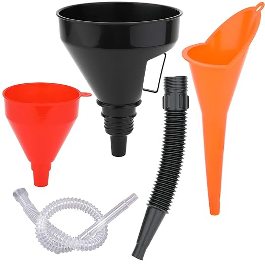 3 Pack Automotive Oil Funnel Set, Wide Mouth Fuel Funnels by Cartisen