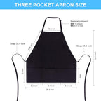 Jubatus 2 Pack 3 Pockets 100% Cotton Adjustable Bib Apron Chef Kitchen Cooking - Image 6