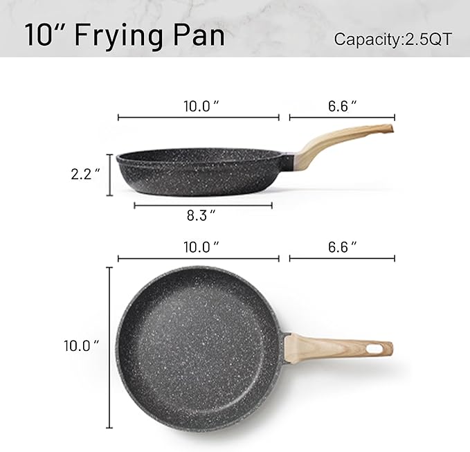 CAROTE Non Stick Frying Pan Skillet, Omelet Pan, Healthy Non Toxic Granite Chef - Image 2