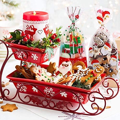 LOKIPA 200 Pcs Christmas Cellophane Treat Bags, Xmas Clear Cello Gift Bags Candy Goodies Bags with Twist Ties for Christmas Party Supplies - Image 5