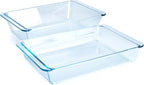 Set of 2 pcs Tempered Glass Baking Dish Set, Deep and Classic Borosilicate by HUSANMP
