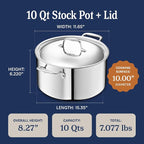 LEGEND COOKWARE 5-Ply Stainless Steel 10-Quart Stock Pot - Image 6