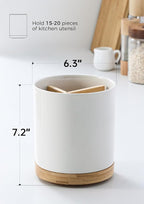 LoeJan 3 Compartment Utensil Holder, Extra Large Utensil Crock, Stable Ceramic - Image 2
