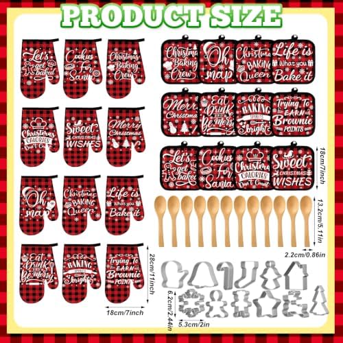 Qinyoung 48 Pcs Christmas Kitchen Oven Mitts Pot Holders, Buffalo Plaid - Image 3