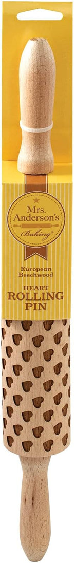 Mrs. Anderson’s Baking Embossing Rolling Pin, Heart Design, European Beechwood - Image 2