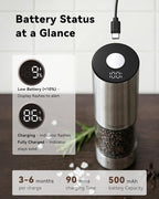 TOMEEM Rechargeable Electric Salt and Pepper Grinder Set, 115ml Large Capacity - Image 4