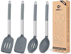 Pack of 4 Silicone Cooking Utensils Set, Non Stick Large Solid Spatulas by BUNDLEPRO