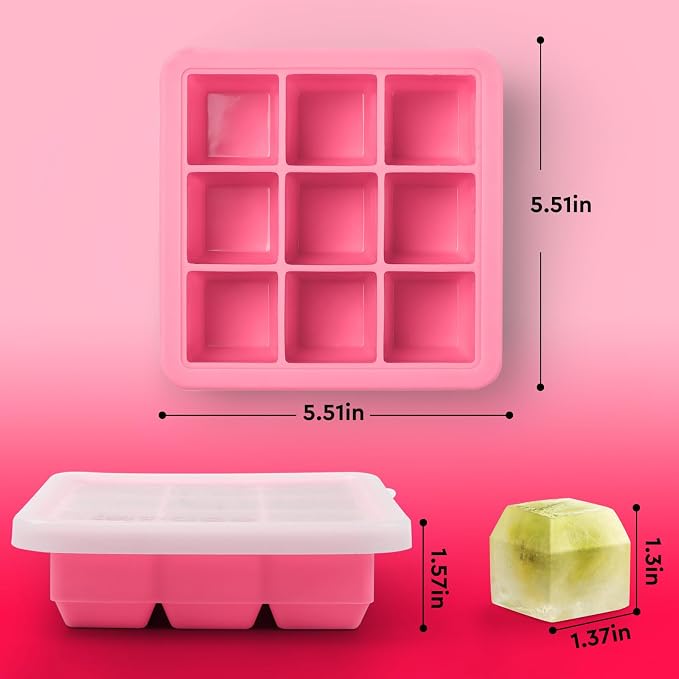 Silicone Ice Cube Tray with Lid, 9x1.3 inch, Small Ice Cube Trays - Image 6