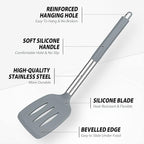 Pack of 4 Large Silicone Cooking Spatulas and Spoons, Slotted and Solid - Image 3