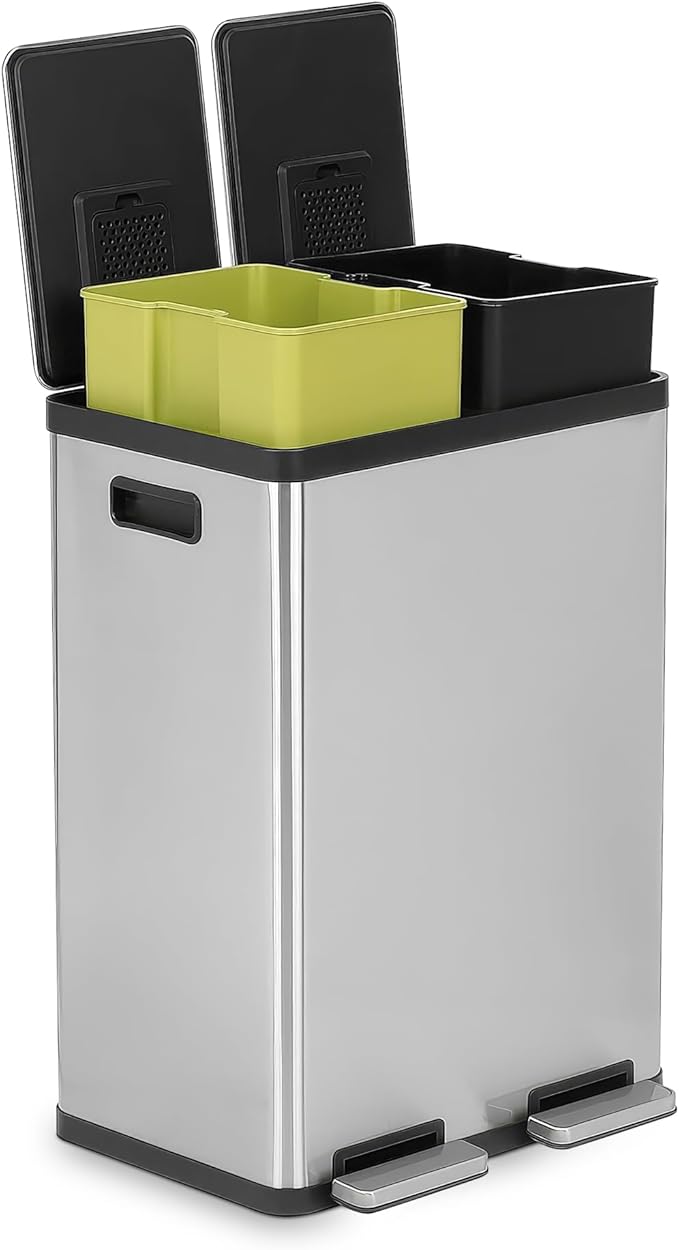 Simpli-Magic 16 Gallon Step Trash Can – Dual Compartment Kitchen Garbage Can by Simpli-Magic