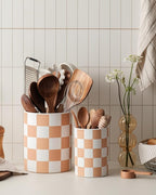 Utensil Holder，7.2 Inch Checkered Utensil Holder, Ceramic Cooking Utensil - Image 4