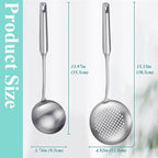 Soup Ladle and Slotted Spoon Set of 2, Metal 316 Stainless Steel Kitchen Ladles - Image 4