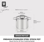 BRA COOKWARE Signature Stainless Steel Stock Pot w/Glass Lid | 9.5 Inch 9 Quart - Image 3