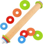 Wood Rolling Pin with Thickness Rings, Adjustable Wooden Rolling Pins by BIDFUL