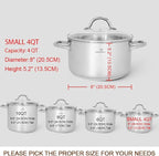 HOMICHEF Small Stock Pot 4 Quart Nickel Free Stainless Steel - Image 4