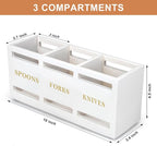 Ayiaren Wood Flatware Silverware Caddy White Cutlery Holder Kitchen Utensils - Image 7