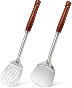 2 Pcs Stainless Steel Spatulas Set, Metal Spatula Solid & Slotted Turner by Unknown