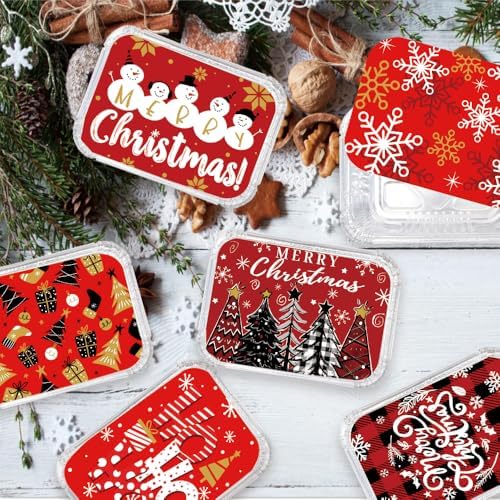 DIYDEC 36PCS Christmas Aluminum Food Containers Foil storage Tin with Lids - Image 5