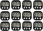 12 Pack Digital Kitchen Timer Large LCD Display Loud Alarm Strong Magnetic Stand by Rumcnjen