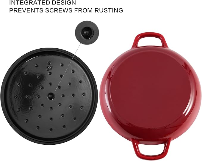 Flavehc Braiser Enameled Cast Iron Braiser 3 qt Braiser Pan - Image 5