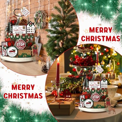 Funnymoom 17 Pcs Christmas Tiered Tray Decor Winter Tiered Tray Decor Set - Image 6