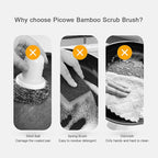 2 Pack Bamboo Dish Scrub Brush, Picowe Natural Scrub Cleaning Brush Vegetable - Image 2