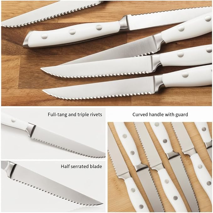 Alata 8-Piece White Steak Knives Set - Image 6