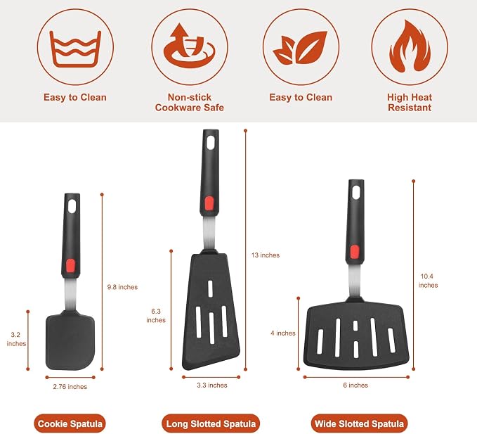 Hotec Silicone Spatula Turner for Nonstick Cookware, Cooking Spatulas 600°F - Image 7
