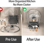 Pot lid Holder And Spoon Rest, 2 Layers Lid And Spoon Rest Pot Lid Organizer - Image 3