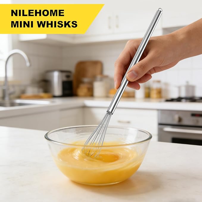 NileHome Mini Whisks Stainless Steel Whisk 11" Kitchen Small Wisk Balloon Wire - Image 4