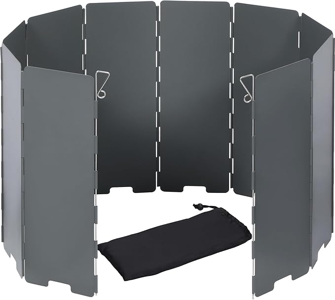 REDCAMP Folding Outdoor Stove Windscreen, 10 Plates Iron Camping Stove by REDCAMP