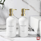 GMISUN White Soap Dispenser, 2 Pack Glass Hand Soap Dispensers Bathroom - Image 4