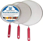 Grease Splatter Screen For Frying Pan Cooking Set of 3 Fine Mesh Iron Skillet by BitimexHome