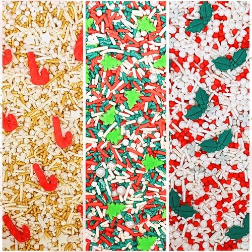 Confect Christmas Sprinkles | Christmas Sprinkles - Green White Gold Red Pearls I Christmas Tree Stocking & Snowflakes for Dessert Decorating- 5 Oz - Image 7