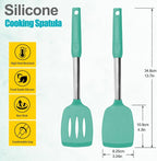 2 Pack Spatulas, Solid & Slotted Silicone Spatula Set, Stainless Steel Handle - Image 2