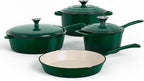 DishDelight Enameled Cast Iron Pots and Pans Set, 7 Piece Dutch Oven Set by DishDelight