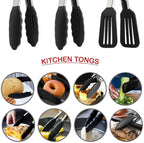 9 Inch Small Kitchen Tongs Set of 3, Silicone Cooking Tongs - Image 5