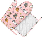 Cute Cats Oven Mitts and Pot Holders Sets Heat Resistant Non-Slip Silicone Oven - Image 3