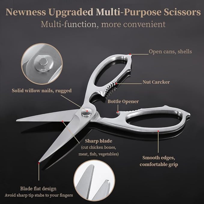 Newness Multi-Purpose Kitchen Scissors, Premium Stainless Steel Solid Kitchen - Image 5