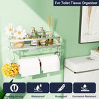 ESOW Paper Towel Holder with Shelf Storage, Adhesive Wall Mount 2-in-1 Basket - Image 3