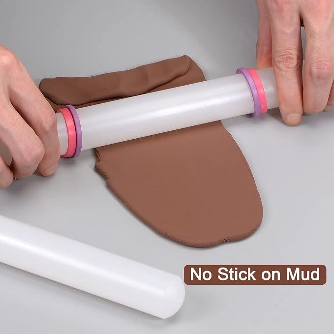 HARFINGTON Fondant Rolling Pin 13 Inch x 0.98 Inch Adjustable Guide Rings - Image 5