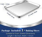 P&P CHEF 17.3 Inch Baking Cookie Sheet, Oven Pan Tray Stainless Steel Sheet Pan - Image 2