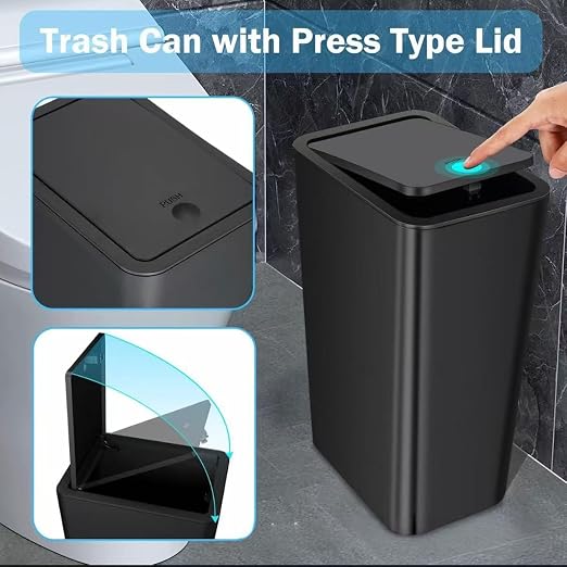 Compact Push-in Trash Can with Lid - Image 3