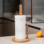 14" Acacia Wooden Paper Towel Holder, 6.7" Large Heavy Base Wooden Kitchen - Image 4