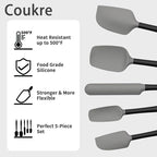Coukre Silicone Spatula Set of 5, High Temperature Resistant, Food Grade - Image 3