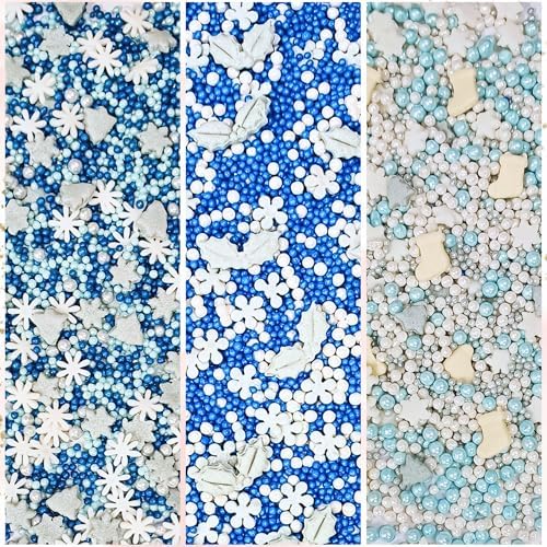 Confect Christmas Sprinkles | Holiday Sprinkles - Blue White & Gold Pearls Sparkling sugar I Christmas Tree Stocking & Snowflakes s for Dessert Decorating- 5 Oz - Image 7