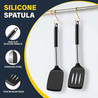 2 Pack Silicone Spatula Set, Solid & Slotted Turner - Image 6